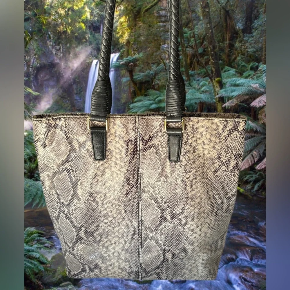 Margot Leather Snakeskin Pattern Tote Bag